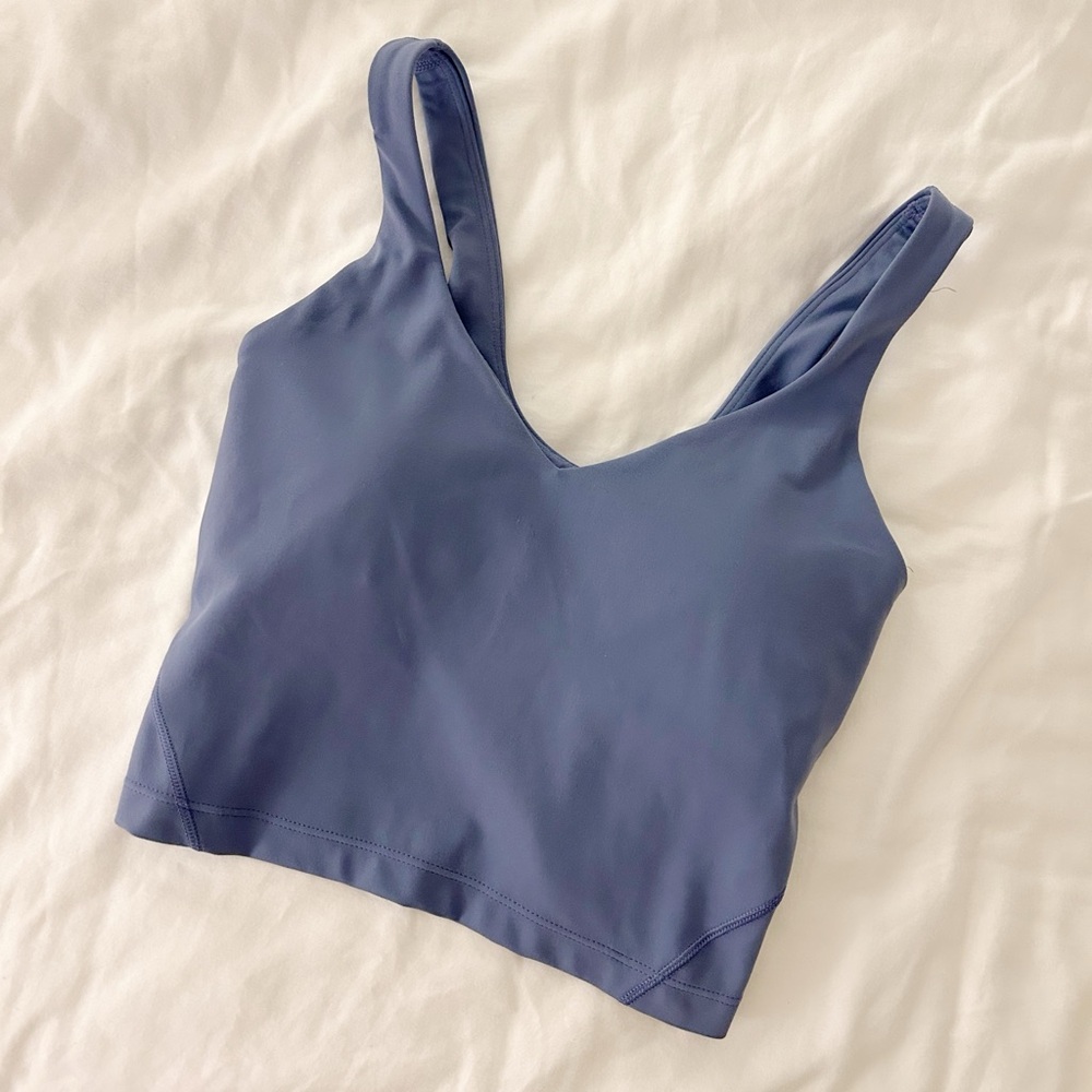 Lululemon Blue Sports Bra with Wide Straps and Scoop Neckline